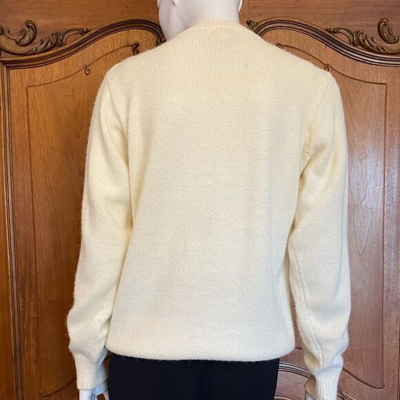 Vintage Sparkly Sweater Snowflakes Rhinestone Winter White Size Small - Picture 4 of 8